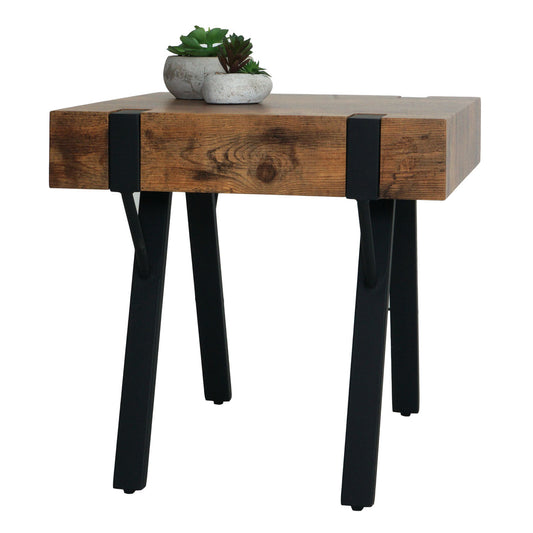 Cosmo Casa - Bijzettafel - Salontafel & Nachtkastje - MDF & Metaal - Dark Wild Eiken - 50×50×50 cm