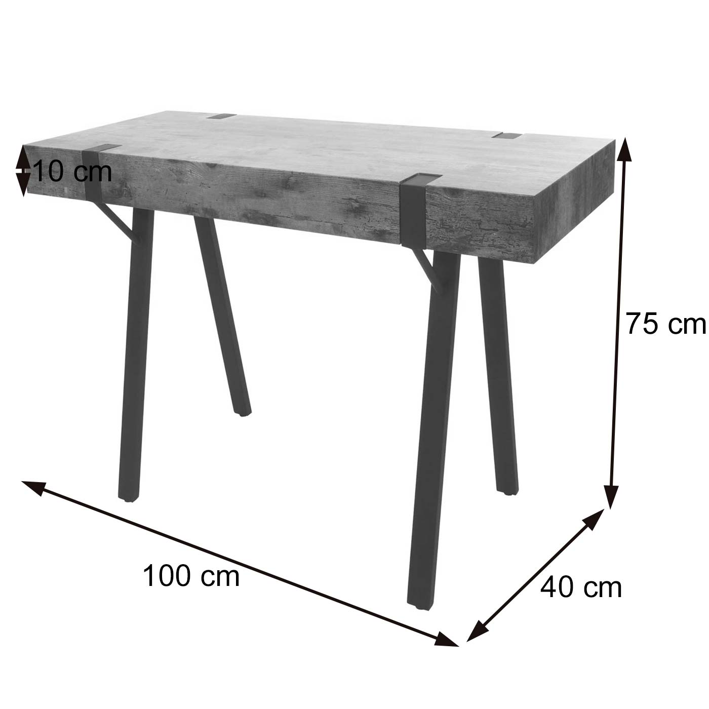 Cosmo Casa - Consoletafel - Telefoontafel / Werktafel / Bijzettafel & Opbergtafel - Metaal - Dark Wild Eiken - 75×100×40 cm