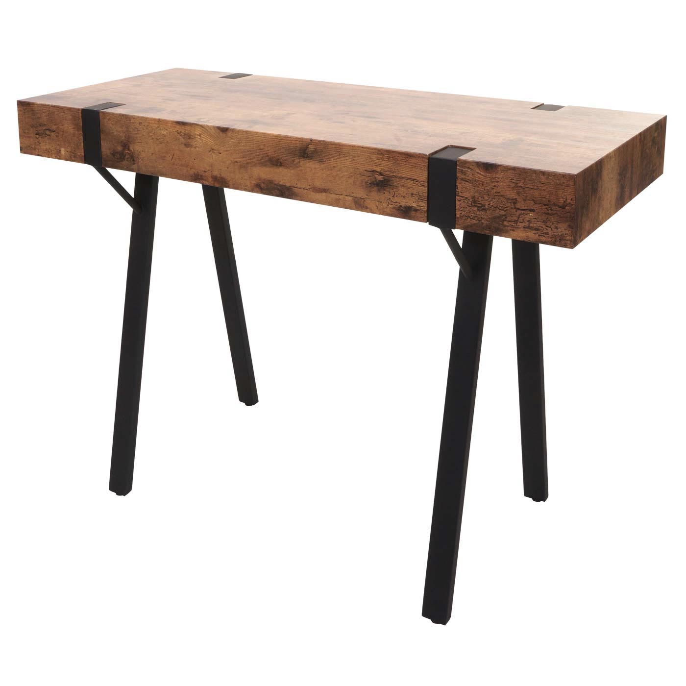 Cosmo Casa - Consoletafel - Telefoontafel / Werktafel / Bijzettafel & Opbergtafel - Metaal - Dark Wild Eiken - 75×100×40 cm