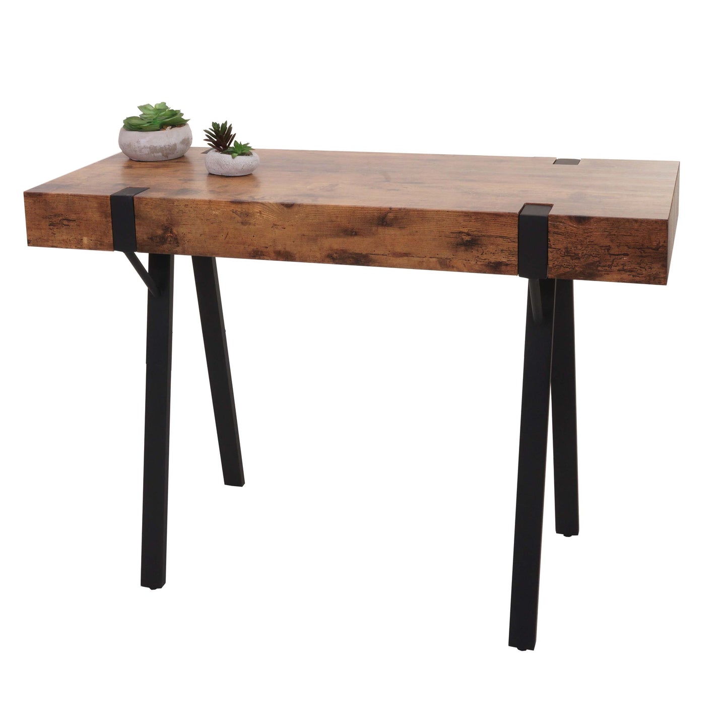 Cosmo Casa - Consoletafel - Telefoontafel / Werktafel / Bijzettafel & Opbergtafel - Metaal - Dark Wild Eiken - 75×100×40 cm