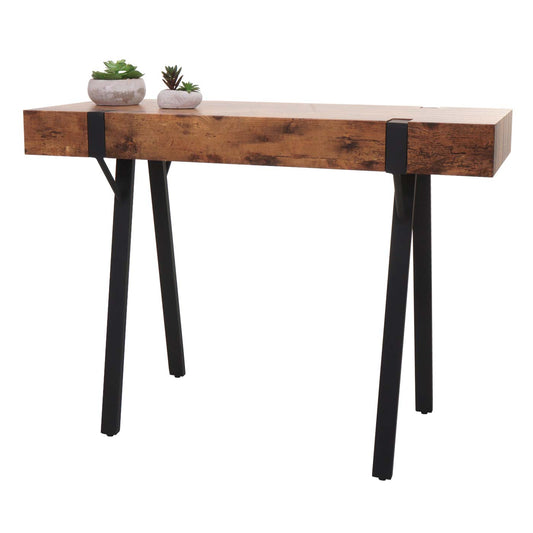 Cosmo Casa - Consoletafel - Telefoontafel / Werktafel / Bijzettafel & Opbergtafel - Metaal - Dark Wild Eiken - 75×100×40 cm