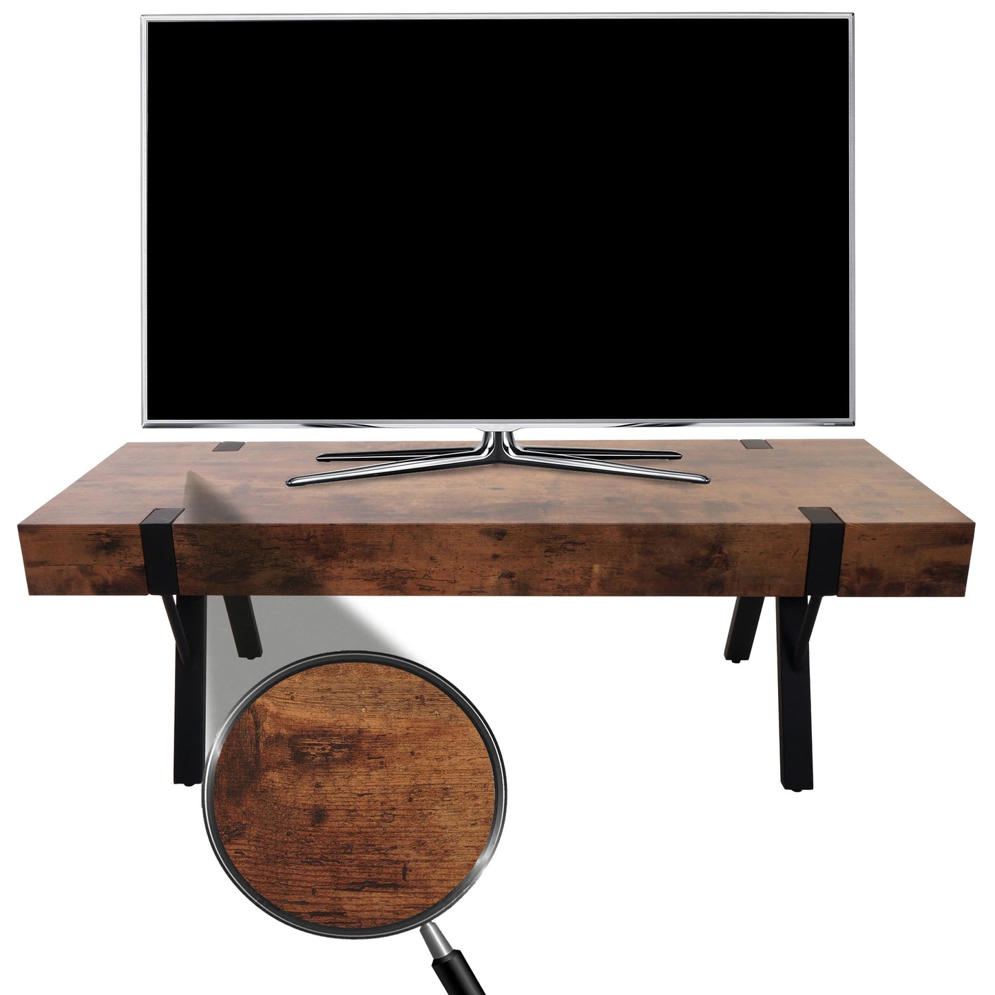 Cosmo Casa - TV-rek - Lowboard TV-tafel - Metaal - Dark Wild Eiken - 42×120×40 cm