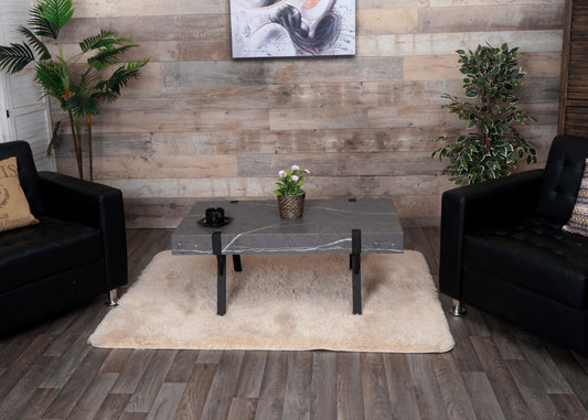 Cosmo Casa - Salontafel - Woonkamertafel / Bijzettafel - Metaal - Marmerlook Grijs - 43×110×60 cm