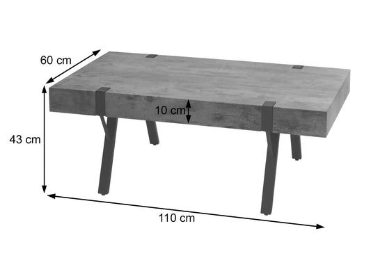 Cosmo Casa - Salontafel - Woonkamertafel / Bijzettafel - Metaal - Marmerlook Grijs - 43×110×60 cm