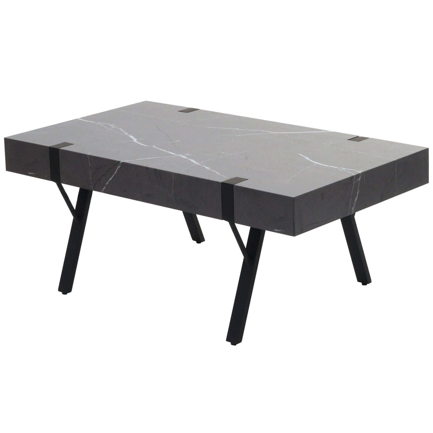 Cosmo Casa - Salontafel - Woonkamertafel / Bijzettafel - Metaal - Marmerlook Grijs - 43×110×60 cm