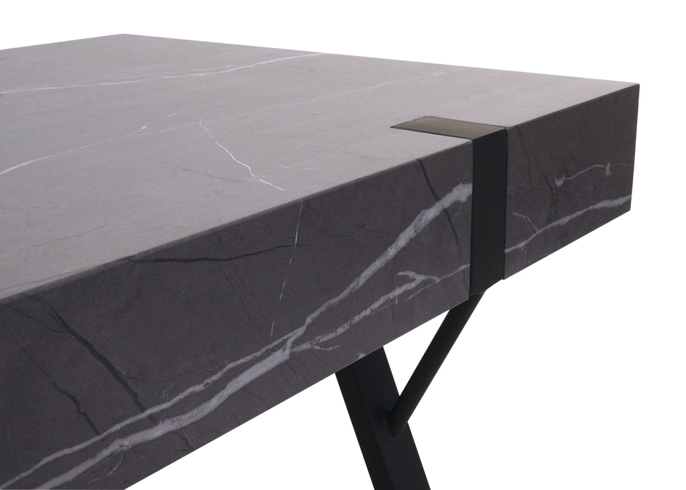 Cosmo Casa - Salontafel - Woonkamertafel / Bijzettafel - Metaal - Marmerlook Grijs - 43×110×60 cm