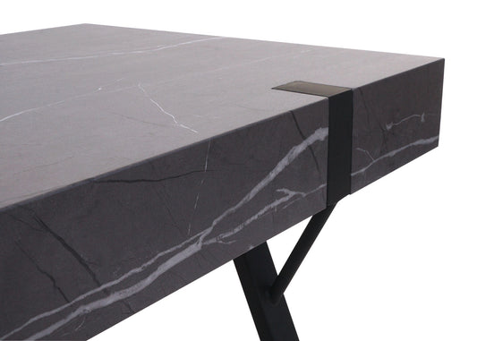 Cosmo Casa - Salontafel - Woonkamertafel / Bijzettafel - Metaal - Marmerlook Grijs - 43×110×60 cm