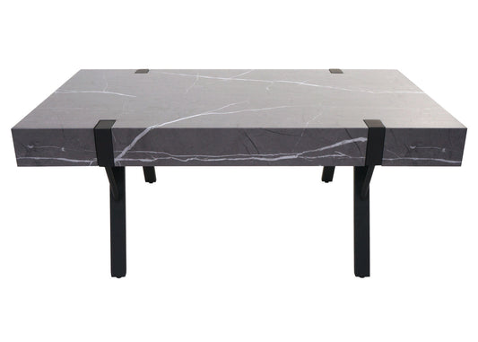 Cosmo Casa - Salontafel - Woonkamertafel / Bijzettafel - Metaal - Marmerlook Grijs - 43×110×60 cm