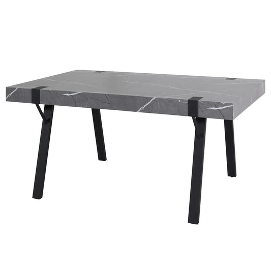 Cosmo Casa - Eettafel - Industrieel metaal frame - Marmerlook - Grijs - 150×90 cm