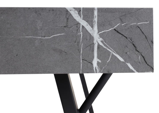 Cosmo Casa - Eettafel - Industrieel metaal frame - Marmerlook - Grijs - 150×90 cm