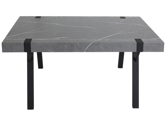 Cosmo Casa - Eettafel - Industrieel metaal frame - Marmerlook - Grijs - 150×90 cm