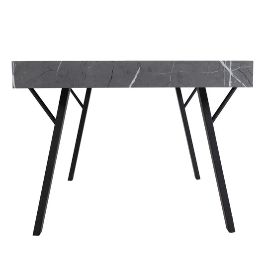 Cosmo Casa - Eettafel - Industrieel metaal frame - Marmerlook - Grijs - 150×90 cm