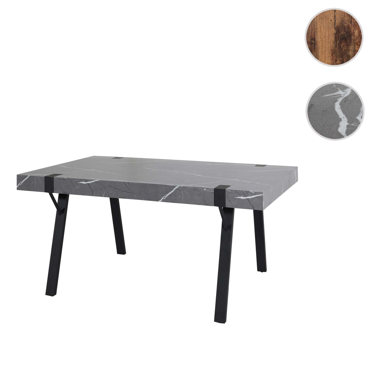 Cosmo Casa - Eettafel - Industrieel metaal frame - Marmerlook - Grijs - 150×90 cm