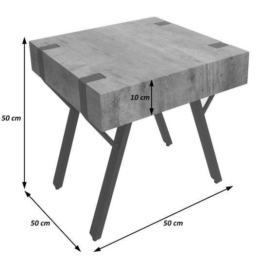 Cosmo Casa - Bijzettafel - Salontafel & Nachtkastje - IJzer & MDF - Marmerlook Grijs - 50×55×50 cm
