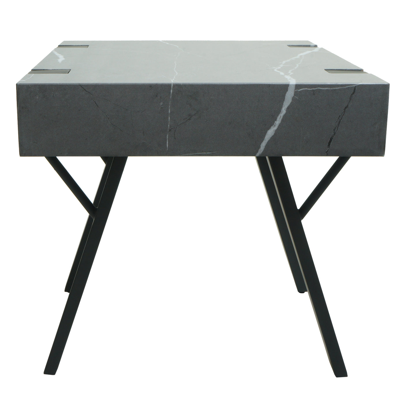 Cosmo Casa - Bijzettafel - Salontafel & Nachtkastje - IJzer & MDF - Marmerlook Grijs - 50×55×50 cm