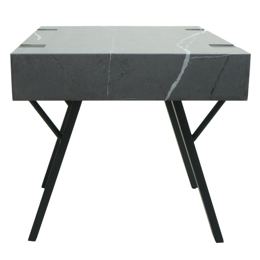 Cosmo Casa - Bijzettafel - Salontafel & Nachtkastje - IJzer & MDF - Marmerlook Grijs - 50×55×50 cm