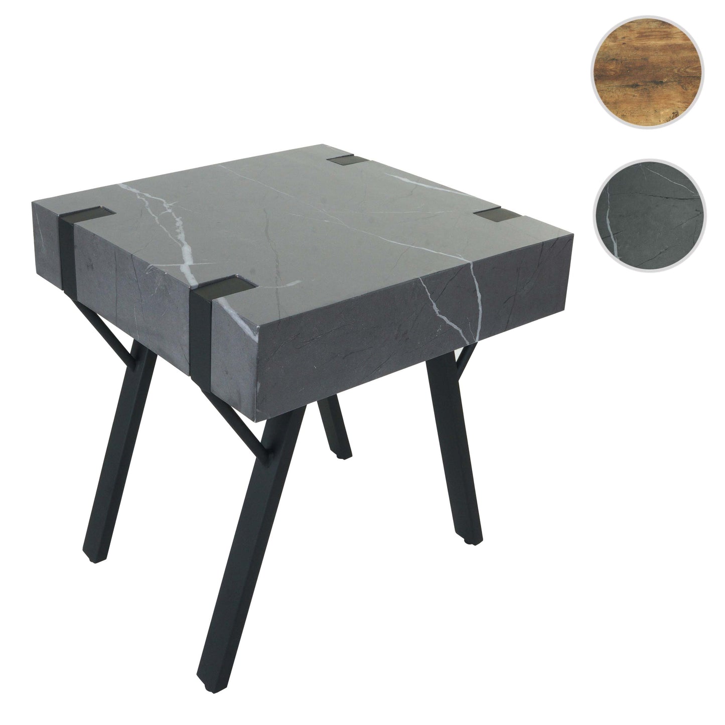 Cosmo Casa - Bijzettafel - Salontafel & Nachtkastje - IJzer & MDF - Marmerlook Grijs - 50×55×50 cm