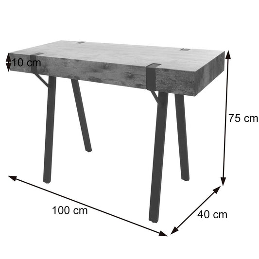 Cosmo Casa - Consoletafel - Telefoontafel / Werktafel / Bijzettafel & Opbergtafel - Metaal - Marmerlook Grijs - 75×100×40 cm