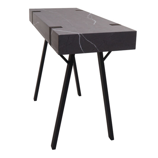 Cosmo Casa - Consoletafel - Telefoontafel / Werktafel / Bijzettafel & Opbergtafel - Metaal - Marmerlook Grijs - 75×100×40 cm