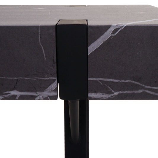 Cosmo Casa - Consoletafel - Telefoontafel / Werktafel / Bijzettafel & Opbergtafel - Metaal - Marmerlook Grijs - 75×100×40 cm