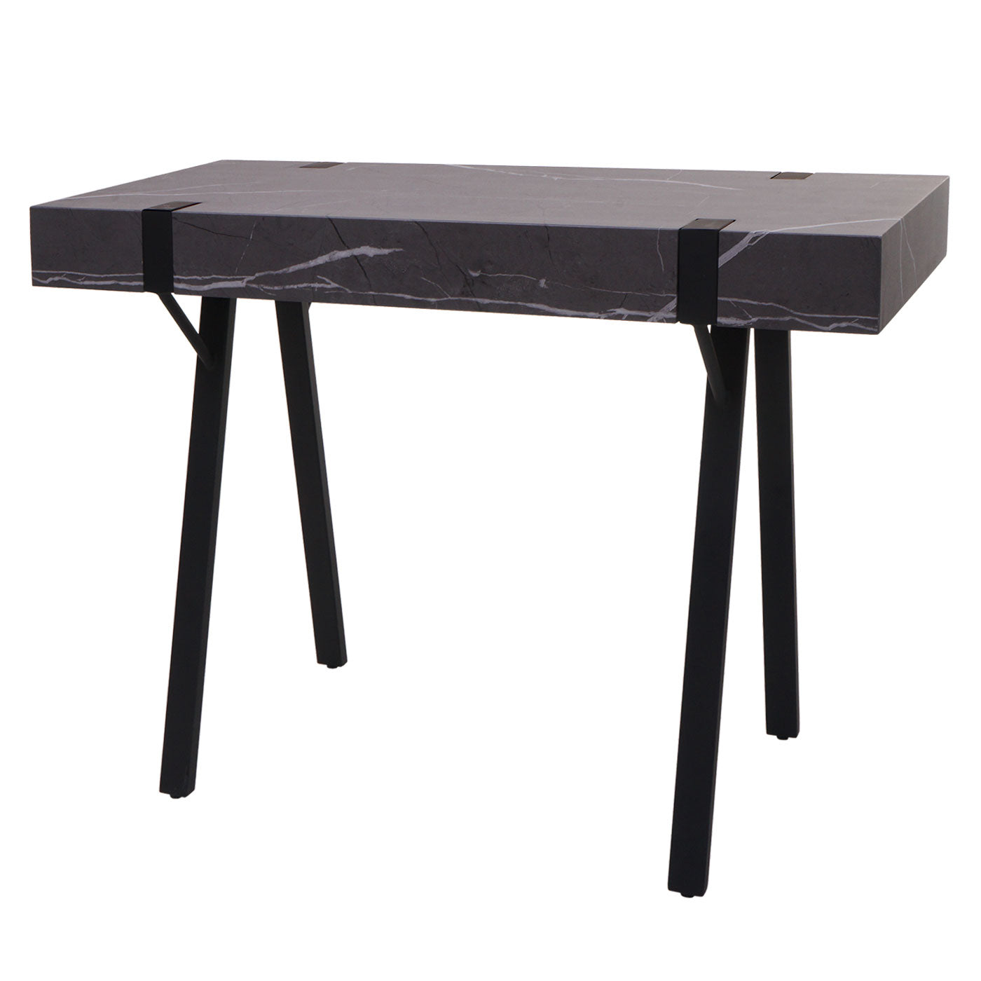 Cosmo Casa - Consoletafel - Telefoontafel / Werktafel / Bijzettafel & Opbergtafel - Metaal - Marmerlook Grijs - 75×100×40 cm
