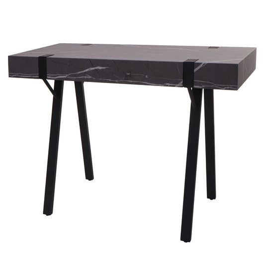 Cosmo Casa - Consoletafel - Telefoontafel / Werktafel / Bijzettafel & Opbergtafel - Metaal - Marmerlook Grijs - 75×100×40 cm