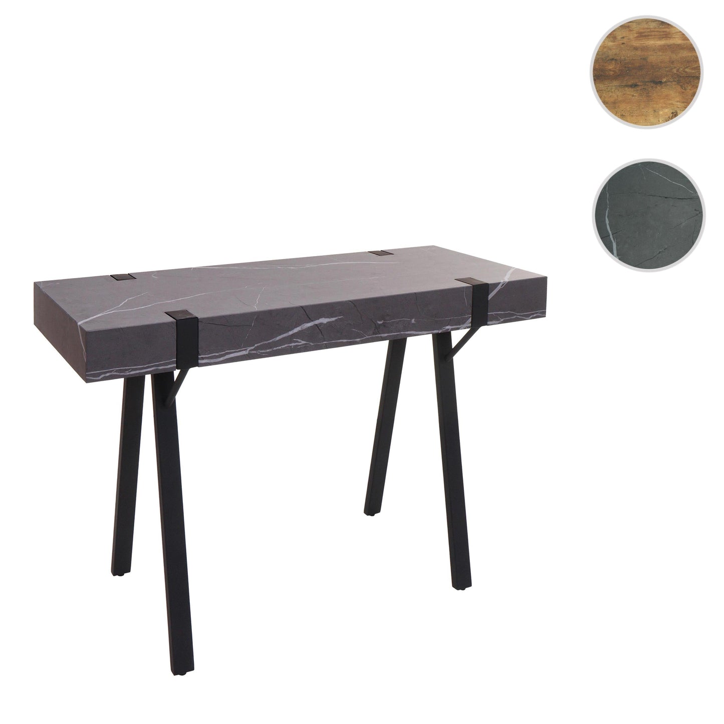 Cosmo Casa - Consoletafel - Telefoontafel / Werktafel / Bijzettafel & Opbergtafel - Metaal - Marmerlook Grijs - 75×100×40 cm