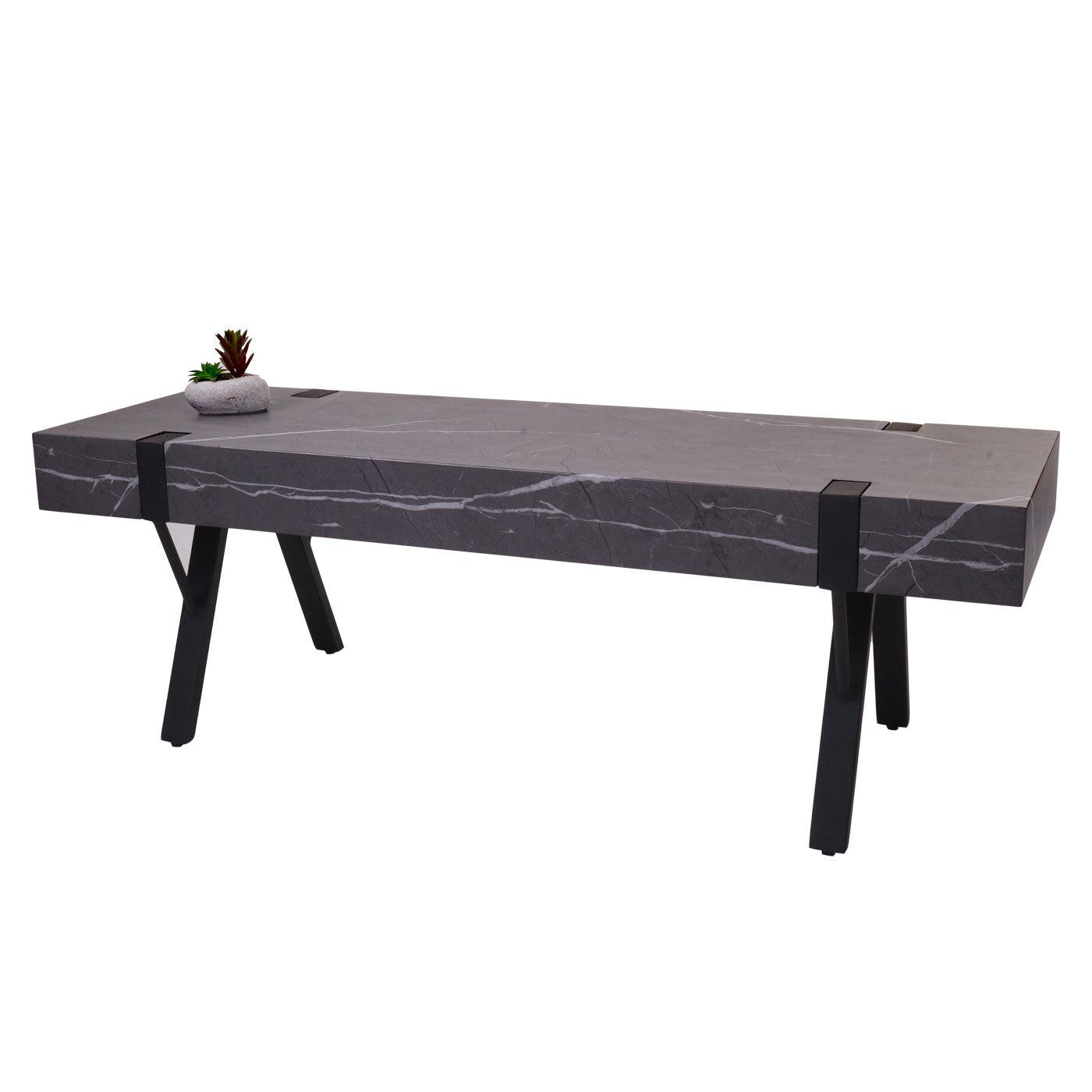 Cosmo Casa - TV-rek - Lowboard TV-tafel - Metaal - Marmerlook Grijs - 42×120×40 cm